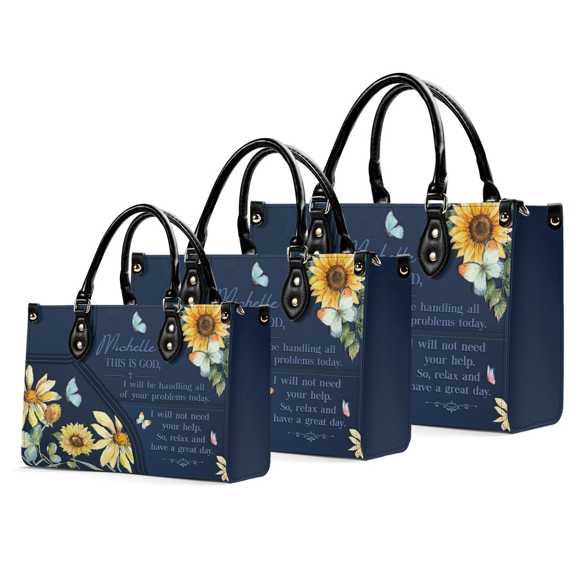 Personalized Floral Butterfly Christian Leather Handbag For Women - Religious Leather Bag For Women
