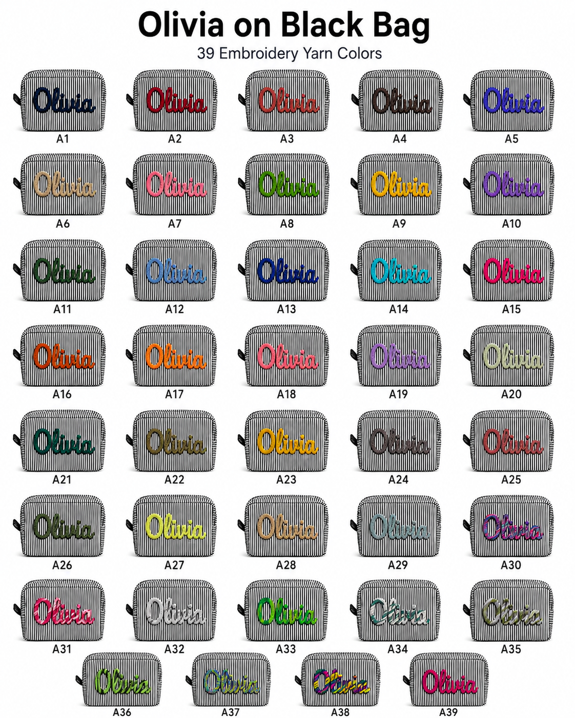 Personalized Seersucker Makeup Bag with Embroidered Name, Custom Cosmetic Travel Bag for Women & Girls