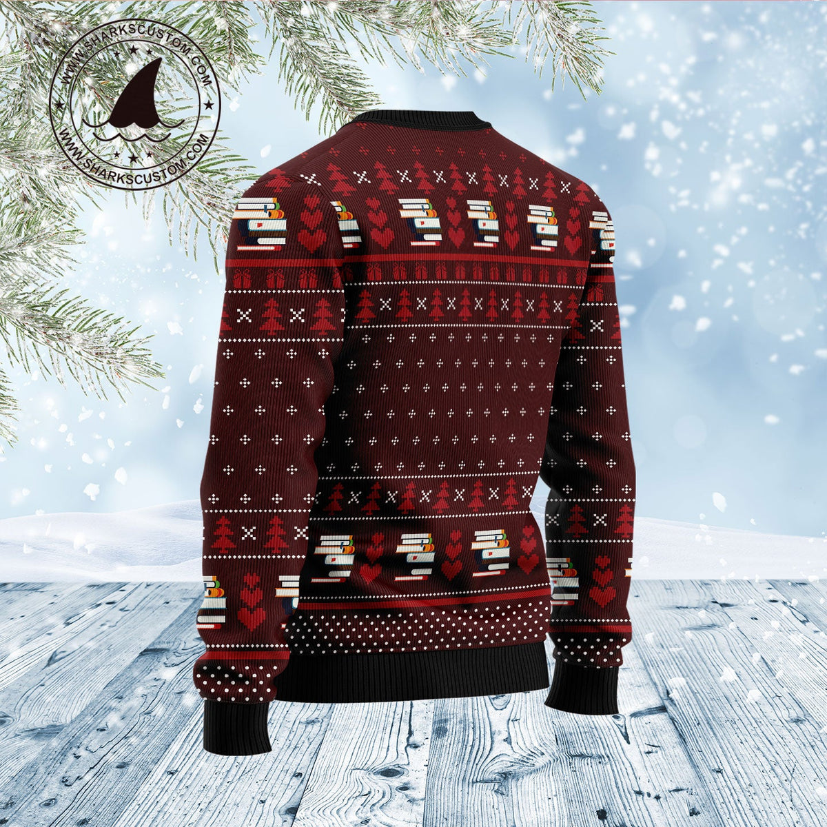 Book Pine Ugly Christmas Sweater | Holiday Party Wear for Men & Women | Plus Size Party Outfit for Book Lovers