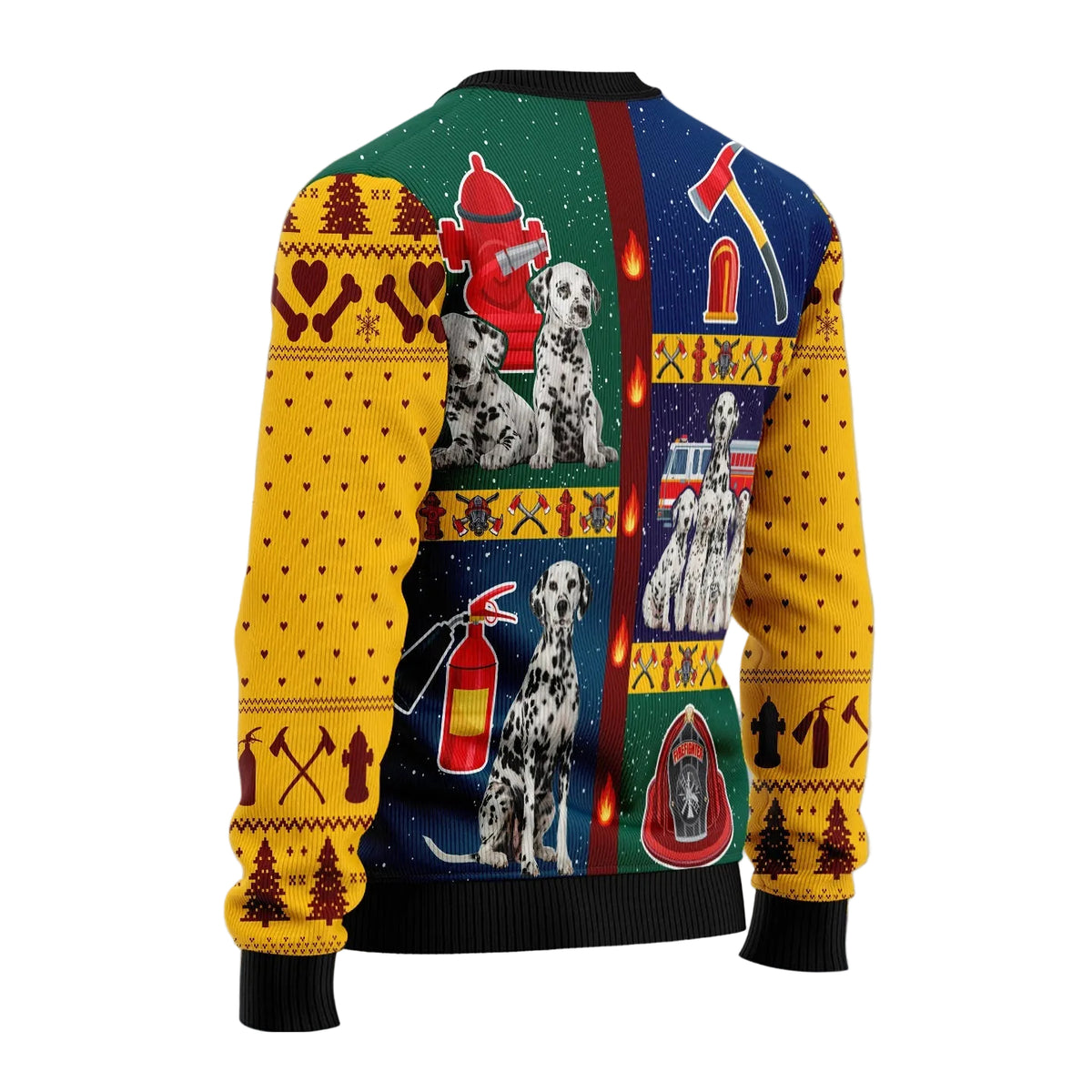 Brave Dalmatian Firefighter Ugly Christmas Sweater, Dalmatian Fire Dog Pullover for Firefighter Families and Dog Fans