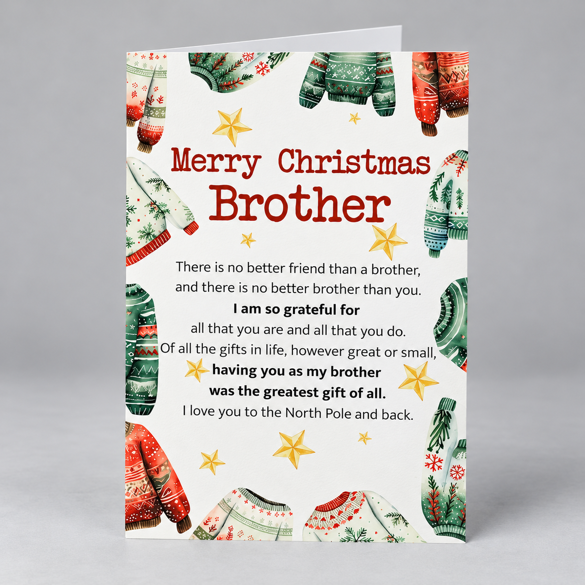 Christmas Card for Brother with Envelope and Seal – Loving Holiday Greeting to Celebrate Family