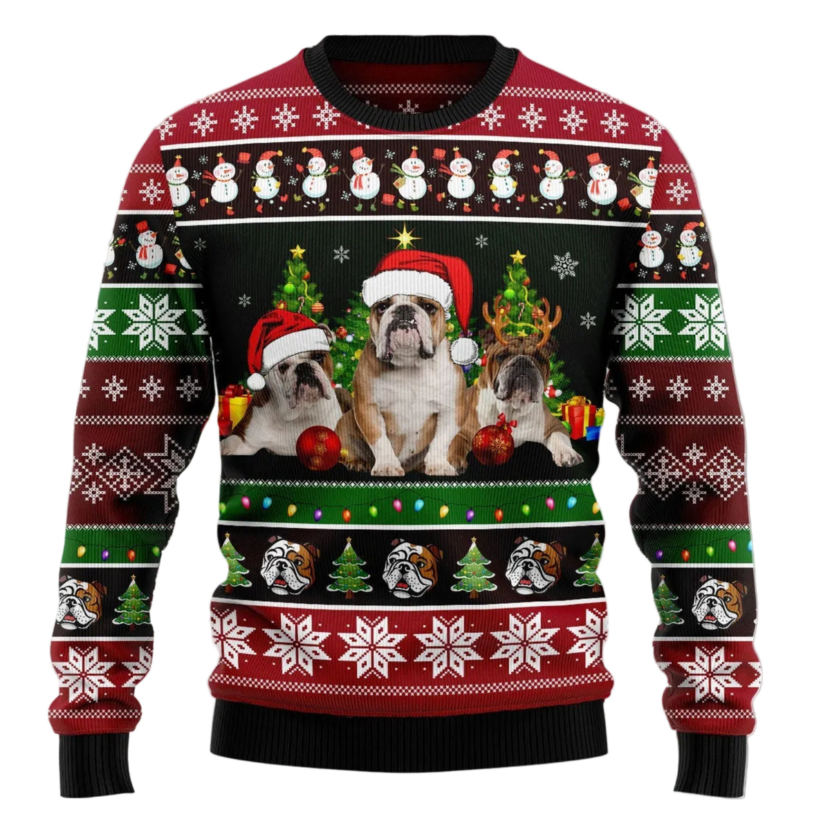Beautiful Bulldog Group Ugly Christmas Sweater, Unisex Holiday Party Outfit, Funny Gift for Bulldog Dog Lovers