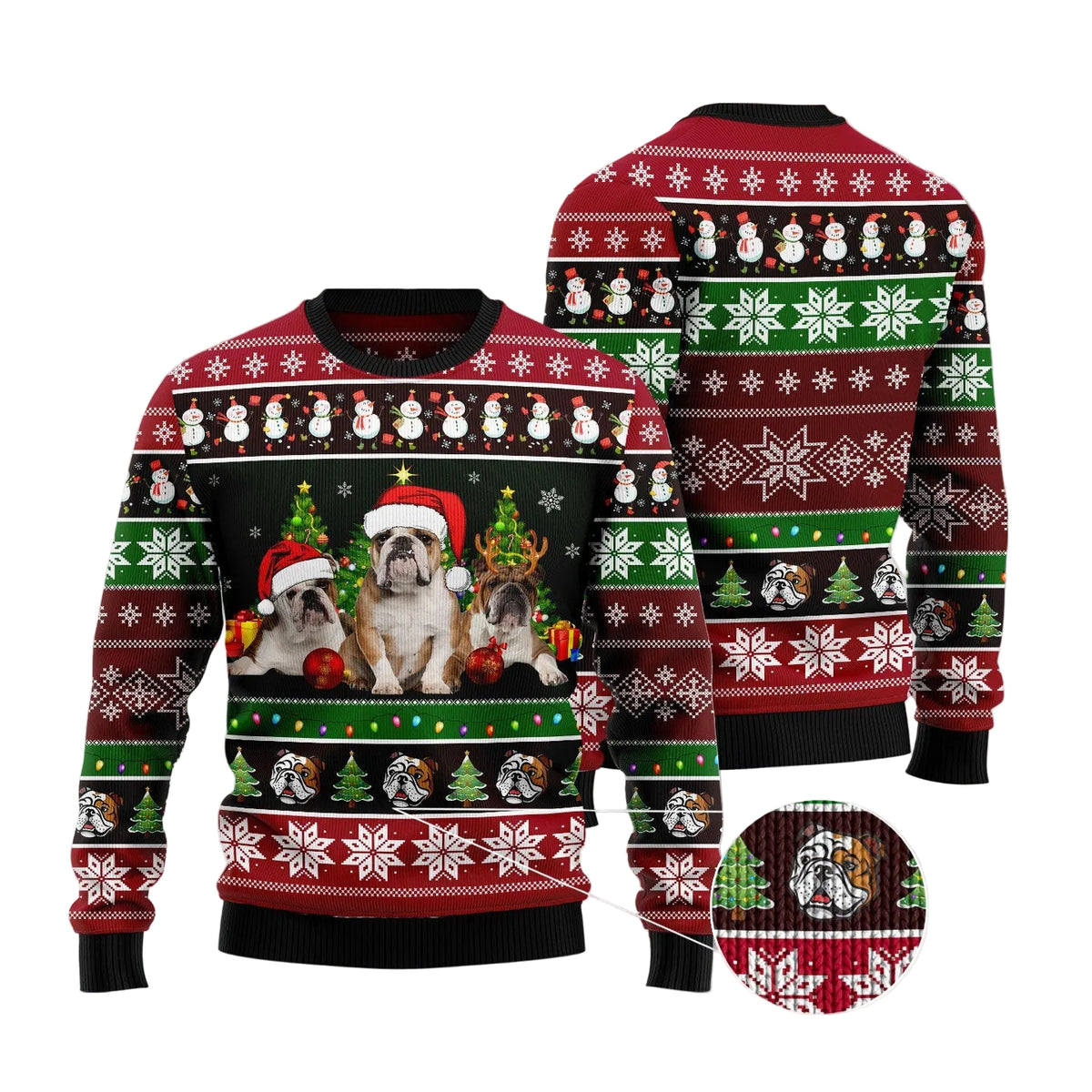 Beautiful Bulldog Group Ugly Christmas Sweater, Unisex Holiday Party Outfit, Funny Gift for Bulldog Dog Lovers