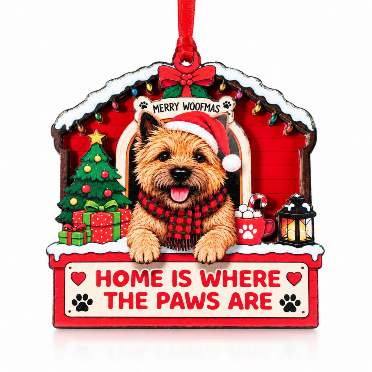Cairn Terrier Christmas Ornament 2026, Dog Lover Ornaments Gift, 3D Wood Acrylic Christmas Decor, Wood & Acrylic Gift