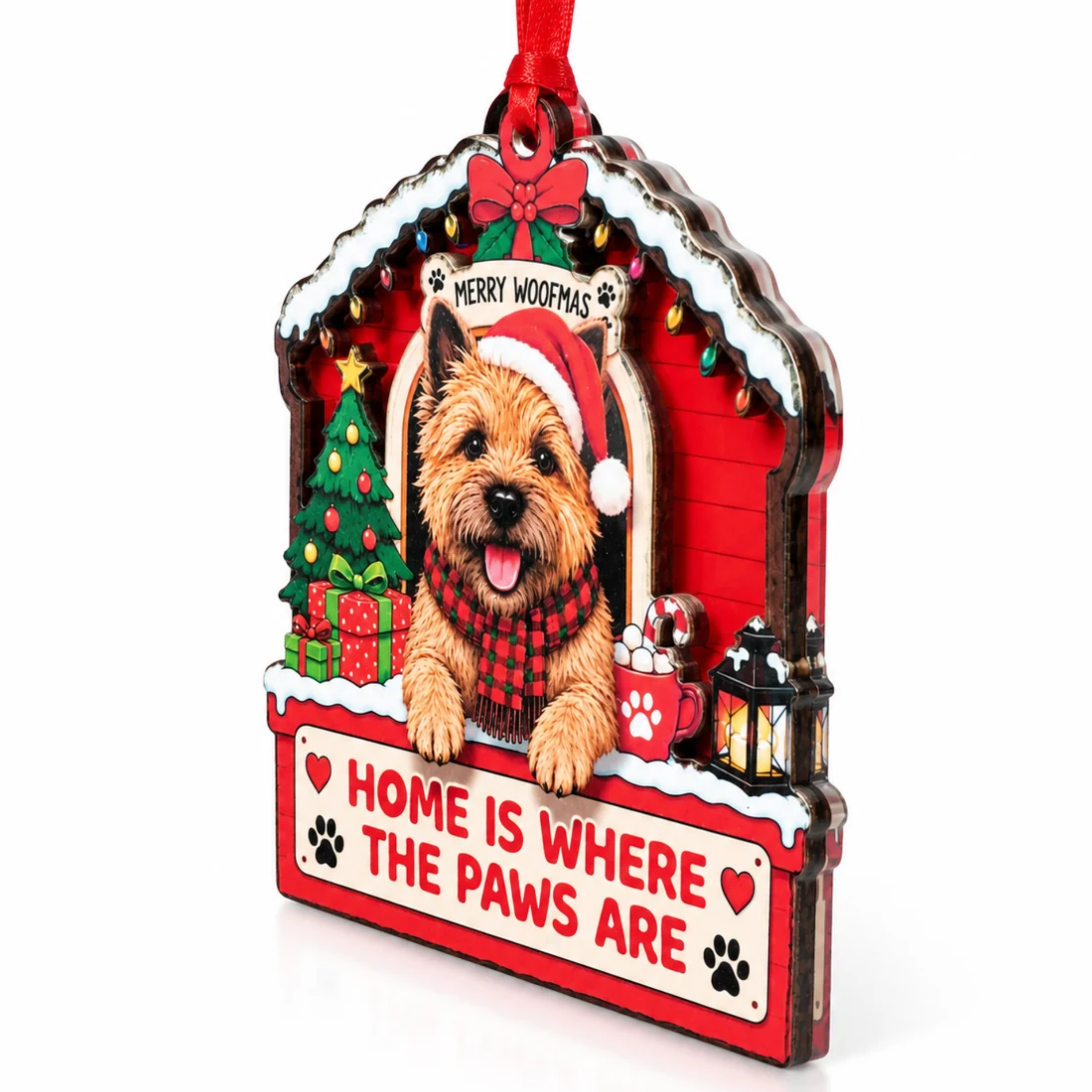Cairn Terrier Christmas Ornament 2026, Dog Lover Ornaments Gift, 3D Wood Acrylic Christmas Decor, Wood & Acrylic Gift