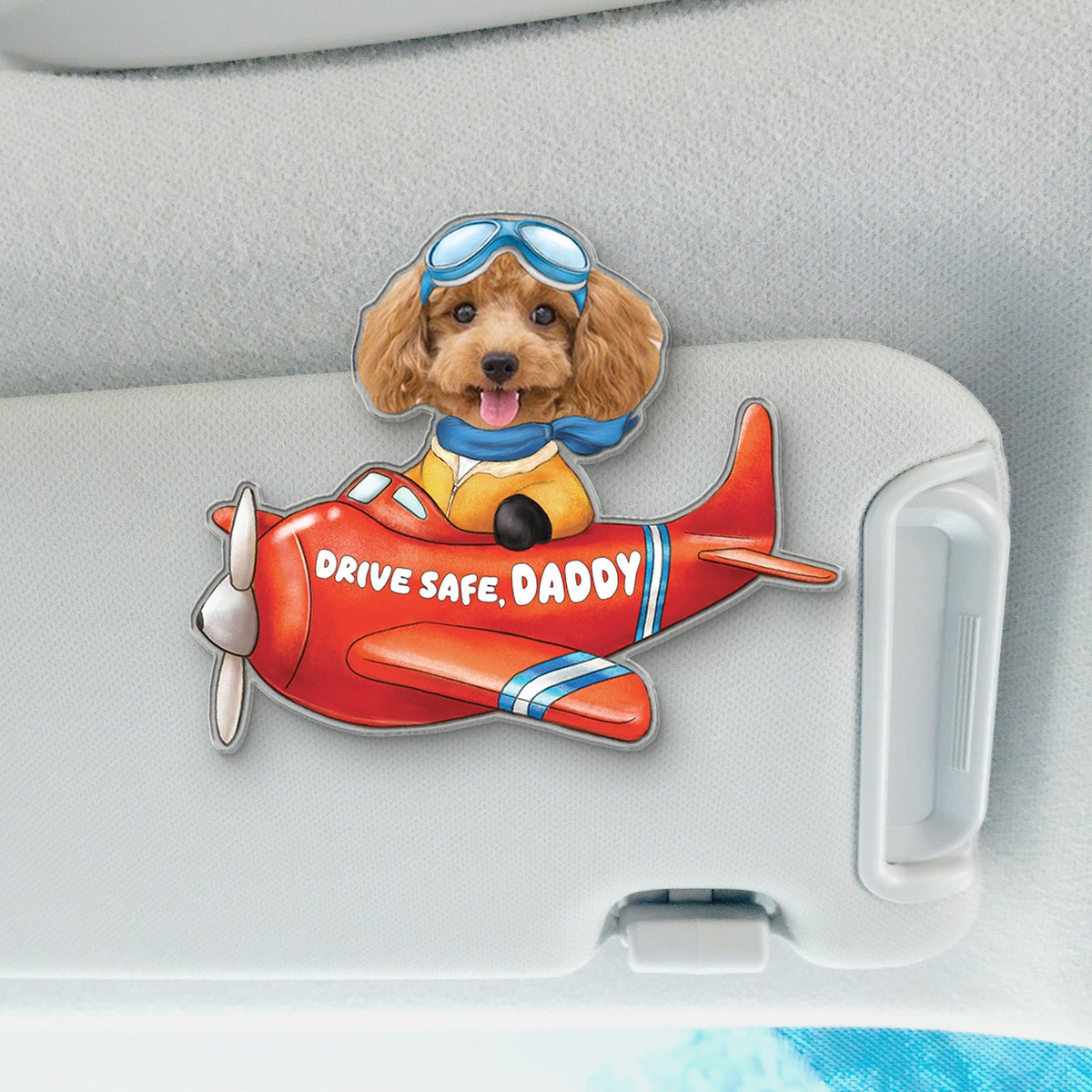 Custom Photo Dog Baby Pilot Car Visor Clip - Plane Car Visor Clip
