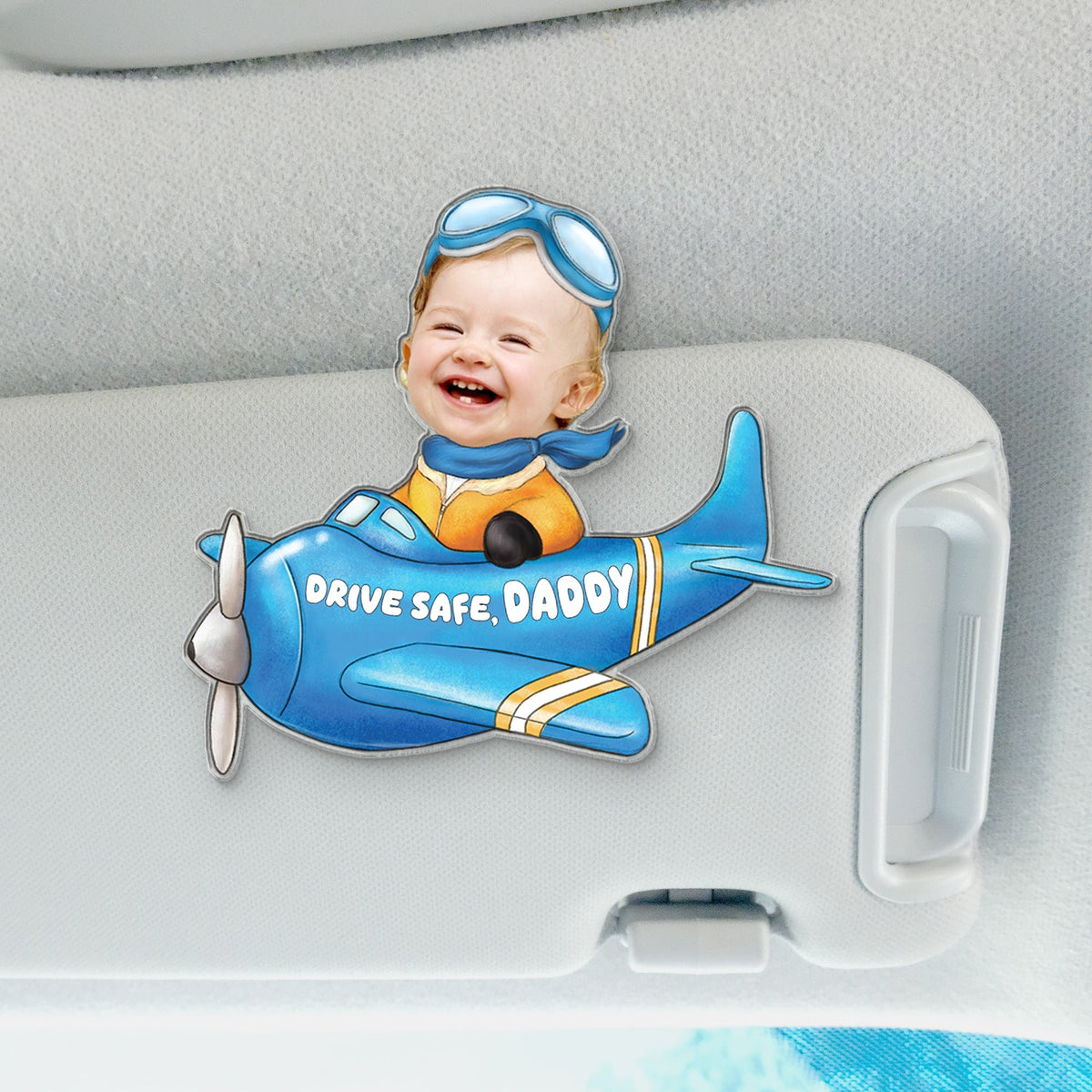Custom Photo Dog Baby Pilot Car Visor Clip - Plane Car Visor Clip