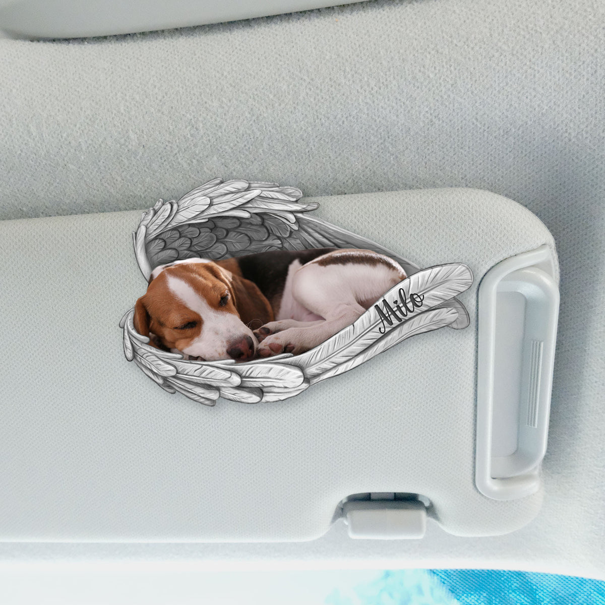 Custom Angel Wings Pet Memorial Car Visor Clip