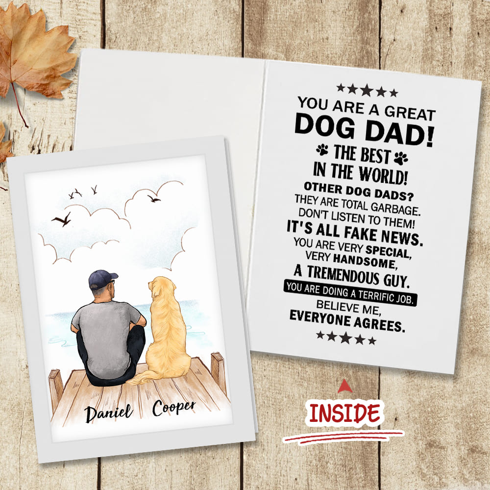 Personalized Dog Dad Folded Greeting Card - You Are A Great Dog Dad - The Best In The World