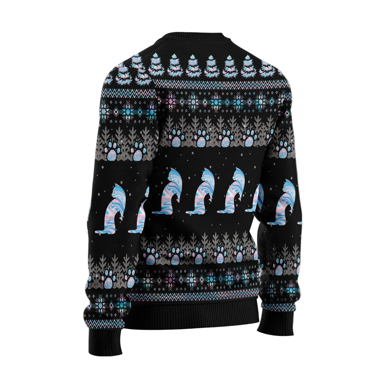 Cat Hologram Ugly Christmas Sweater, Holographic Cat Lover Holiday Outfit, Festive Xmas Party Pullover and Gift