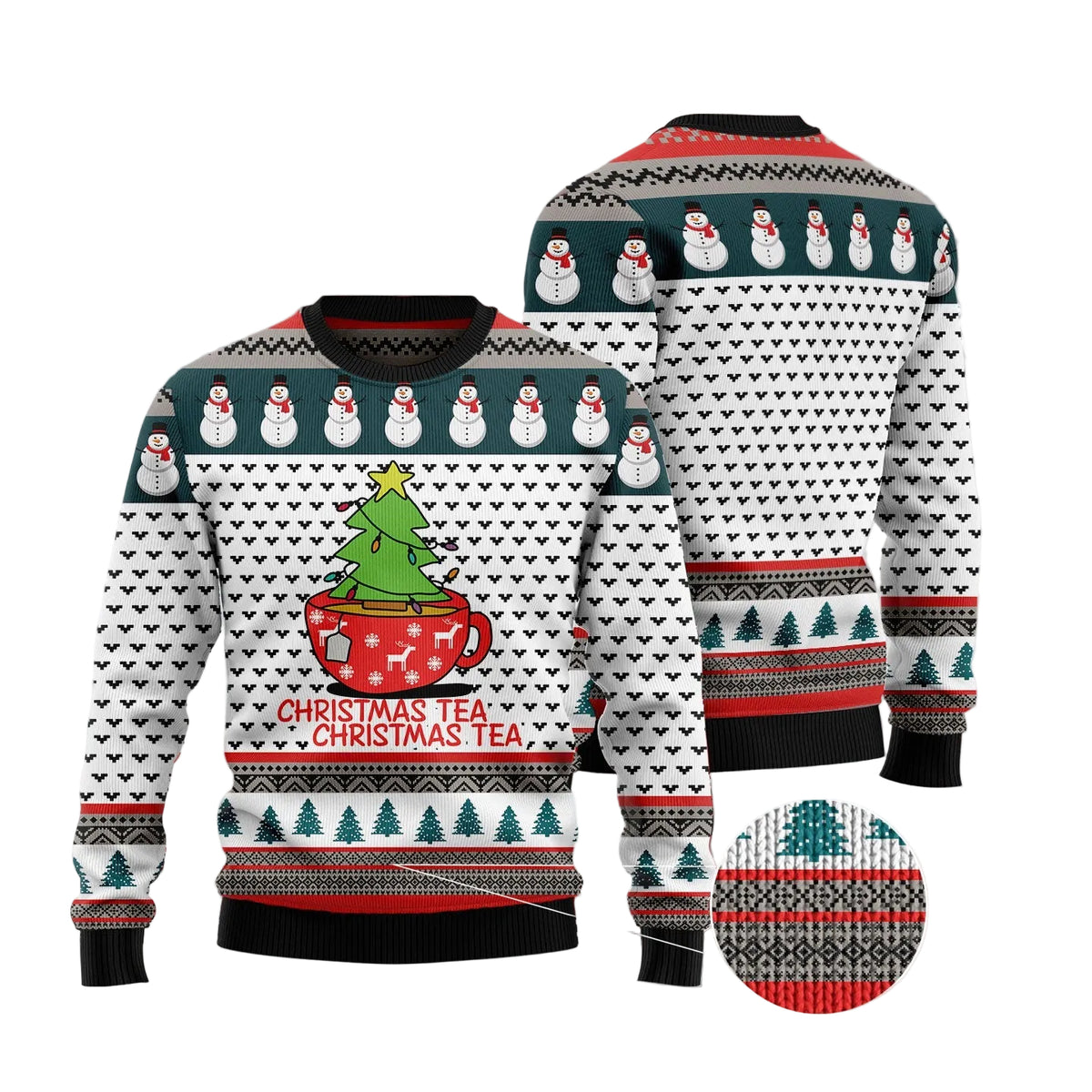 Christmas Tea Ugly Christmas Sweater, Festive Winter Party Outfit for Tea Lovers, Holiday Pullover for Adults