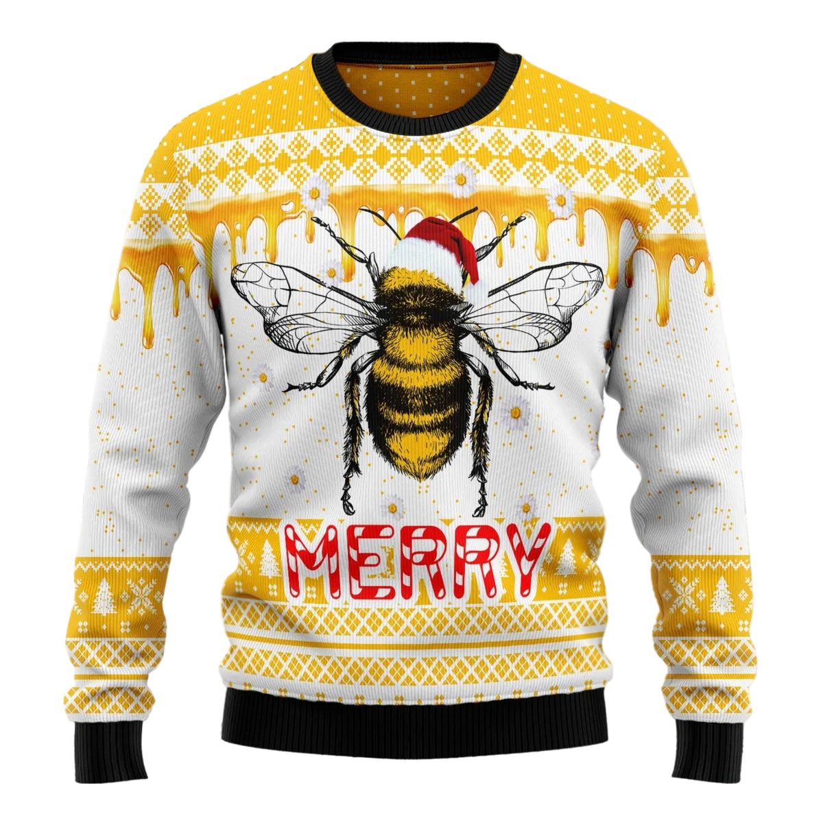 Bee Merry Ugly Christmas Sweater for Men and Women, Funny Holiday Party Outfit, Gift for Bee and Beekeeper Fans