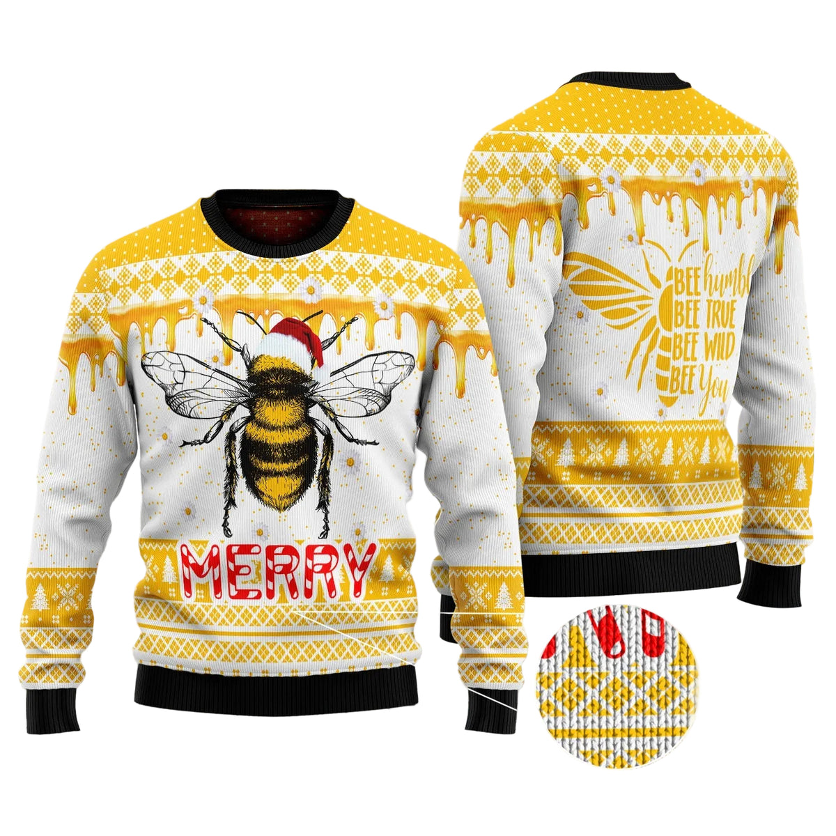 Bee Merry Ugly Christmas Sweater for Men and Women, Funny Holiday Party Outfit, Gift for Bee and Beekeeper Fans