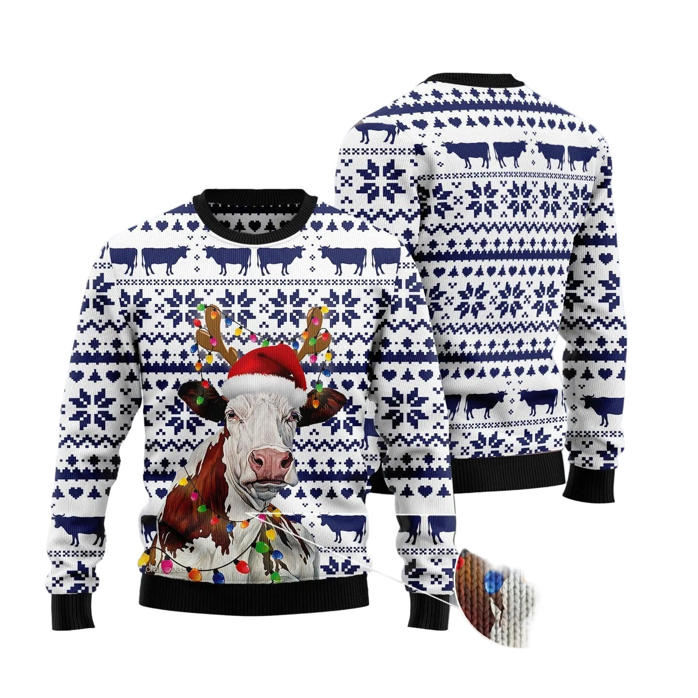 Cow Christmas Reunion Ugly Christmas Sweater, Farm Animal Holiday Party Outfit and Festive Gift for Cow Lovers