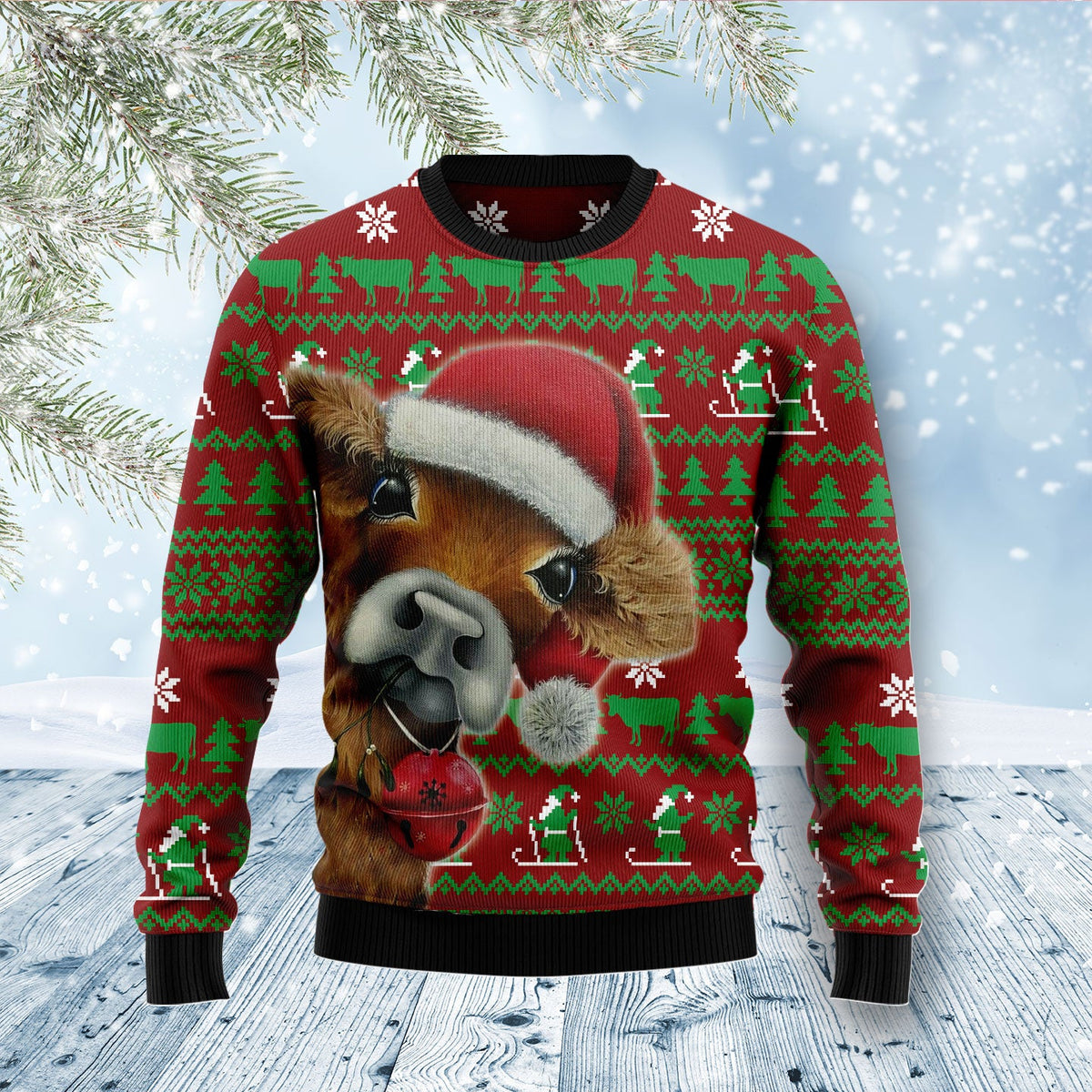 Cow Xmas Ugly Christmas Sweater | Fun Gift for Cow Lovers and Friends | Plus Size Party Outfit for Cow Lovers