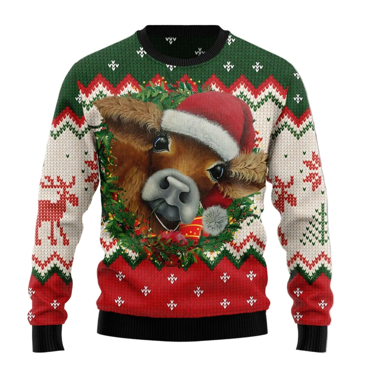 Cow Christmas Ugly Christmas Sweater, Unisex Xmas Party Outfit, Fun Holiday Gift for Cow and Farm Animal Lovers