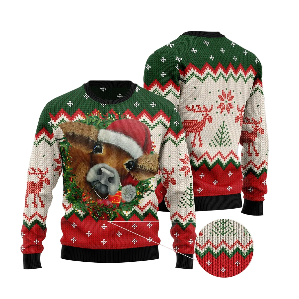 Cow Christmas Ugly Christmas Sweater, Unisex Xmas Party Outfit, Fun Holiday Gift for Cow and Farm Animal Lovers