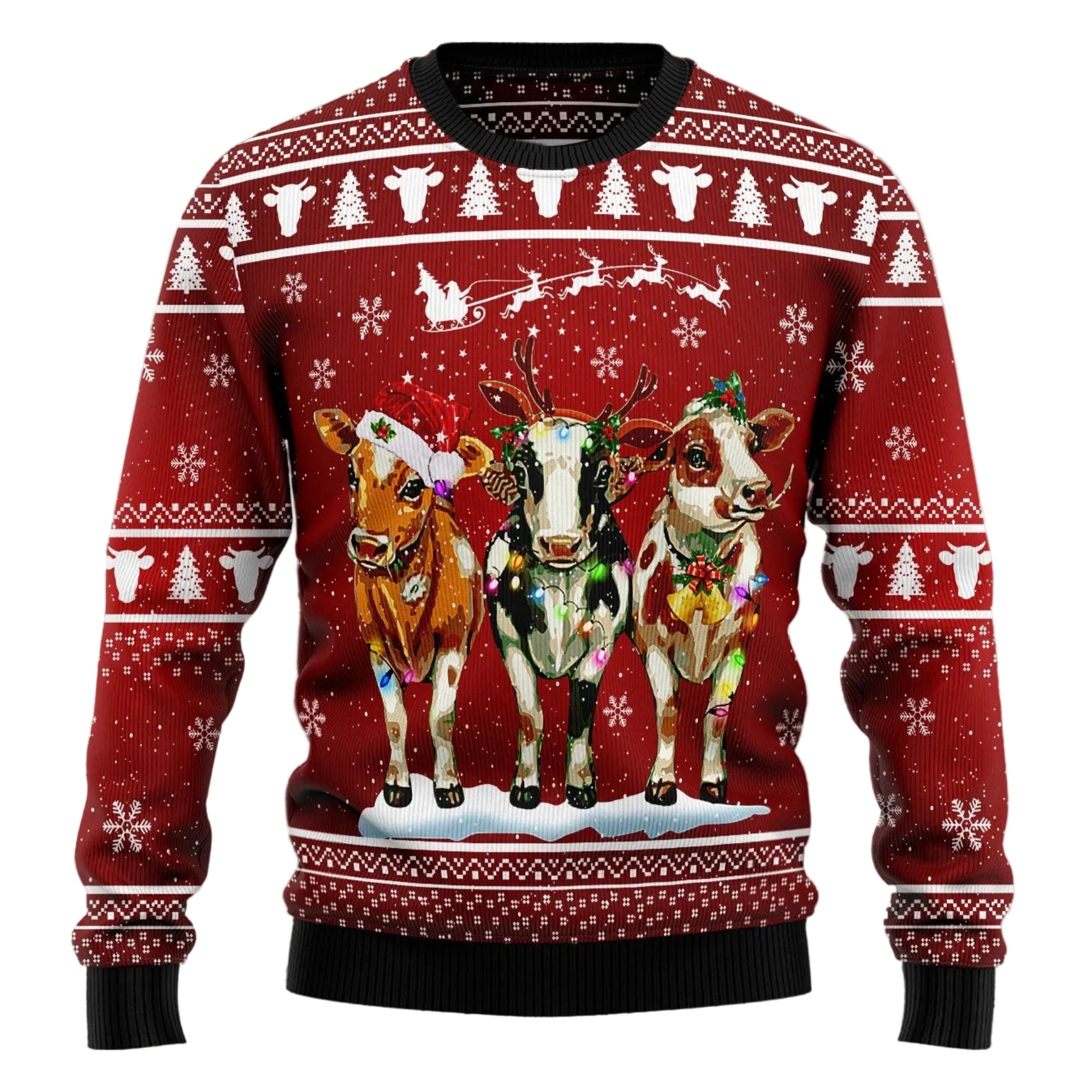 Cow Christmas Ugly Christmas Sweater for Men and Women, Xmas Party Outfit, Gift for Cow and Farm Animal Lovers