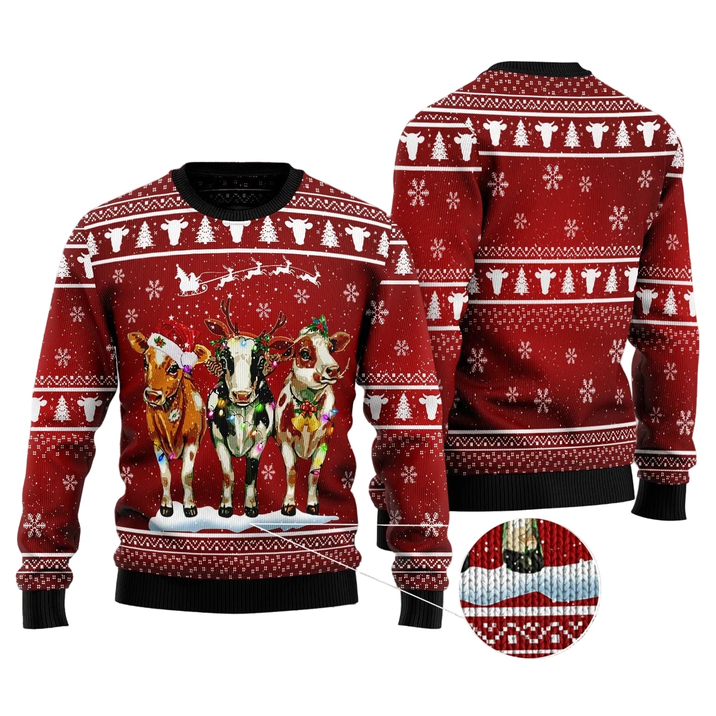 Cow Christmas Ugly Christmas Sweater for Men and Women, Xmas Party Outfit, Gift for Cow and Farm Animal Lovers