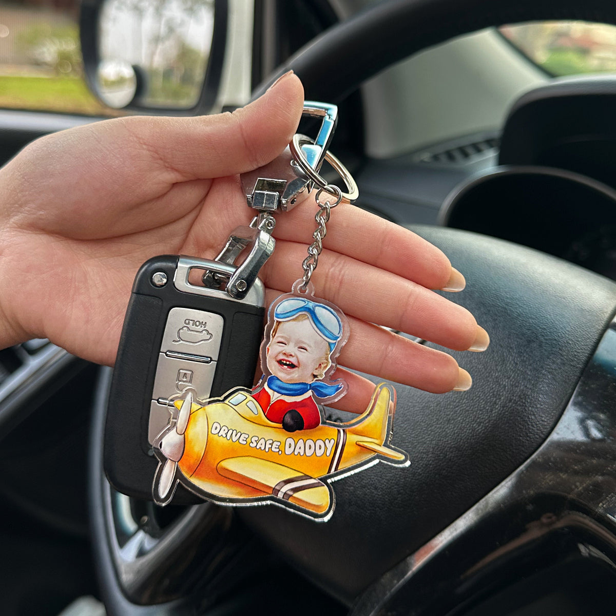 Cute-dog-baby-pilot-custom-keychain-for-pet-lovers-Unifury