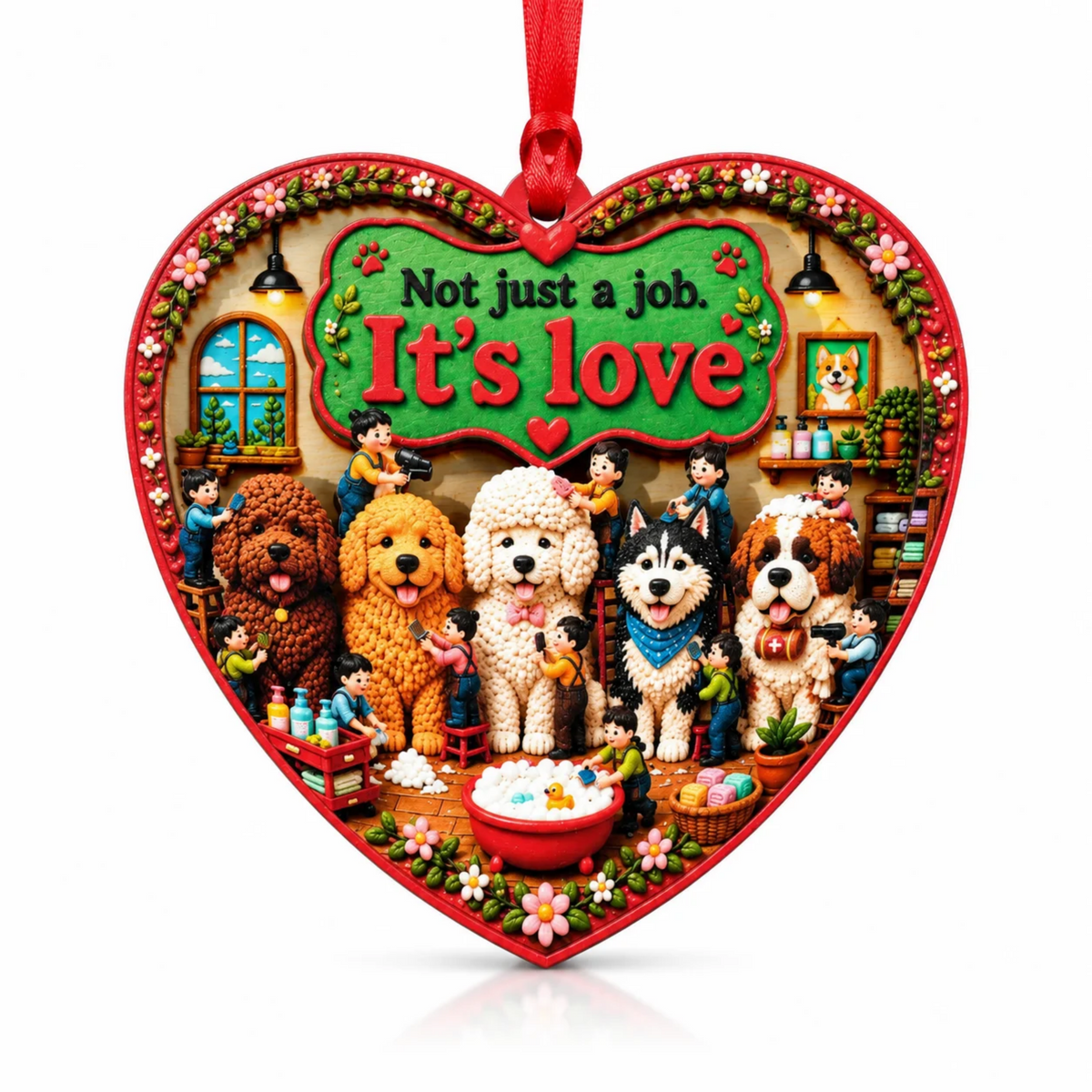 Dog Groomer Christmas Ornament 2026, Pet Thank You Gifts, Wood Acrylic Christmas Decoration, Wood & Acrylic Gift