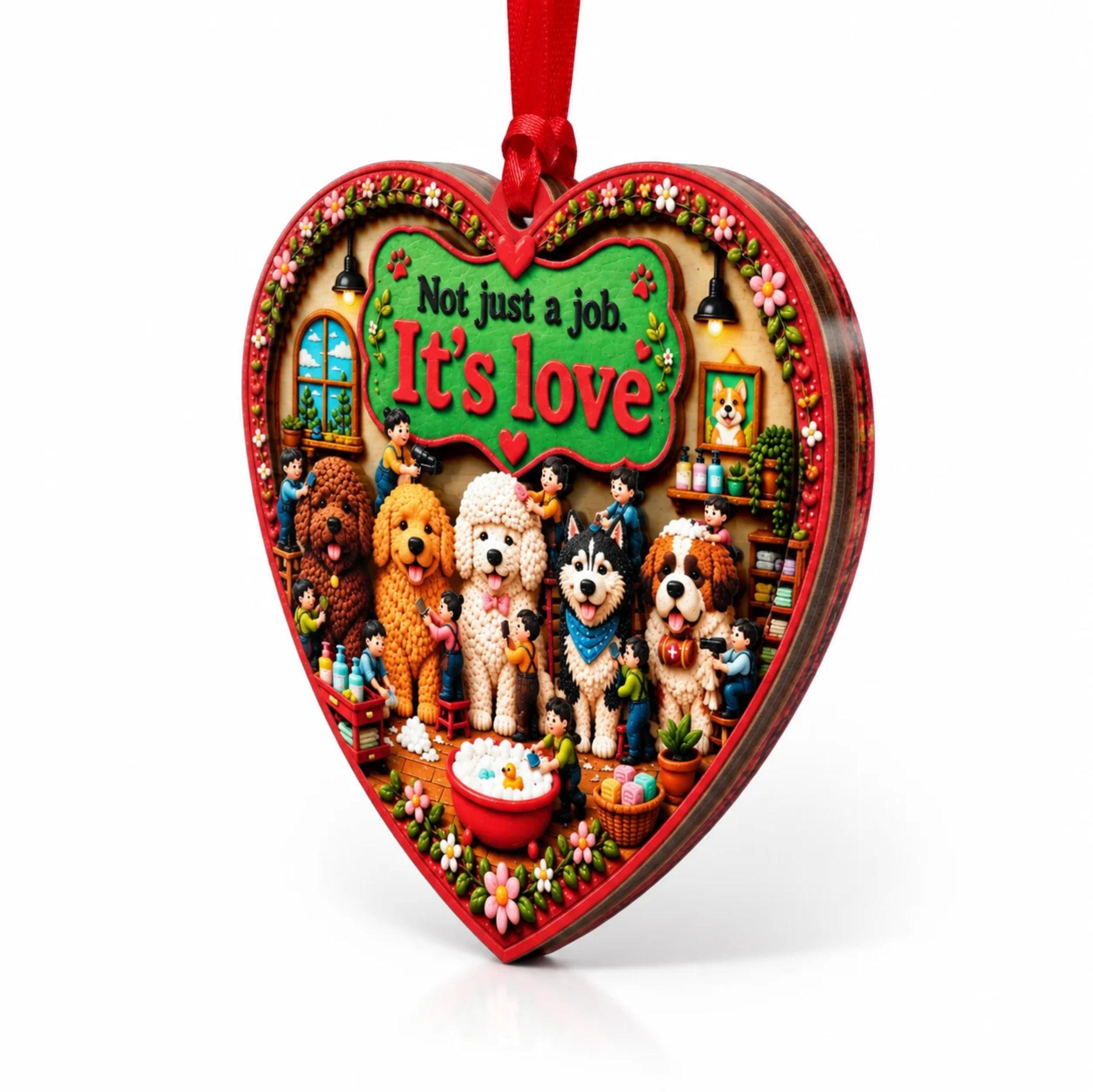 Dog Groomer Christmas Ornament 2026, Pet Thank You Gifts, Wood Acrylic Christmas Decoration, Wood & Acrylic Gift