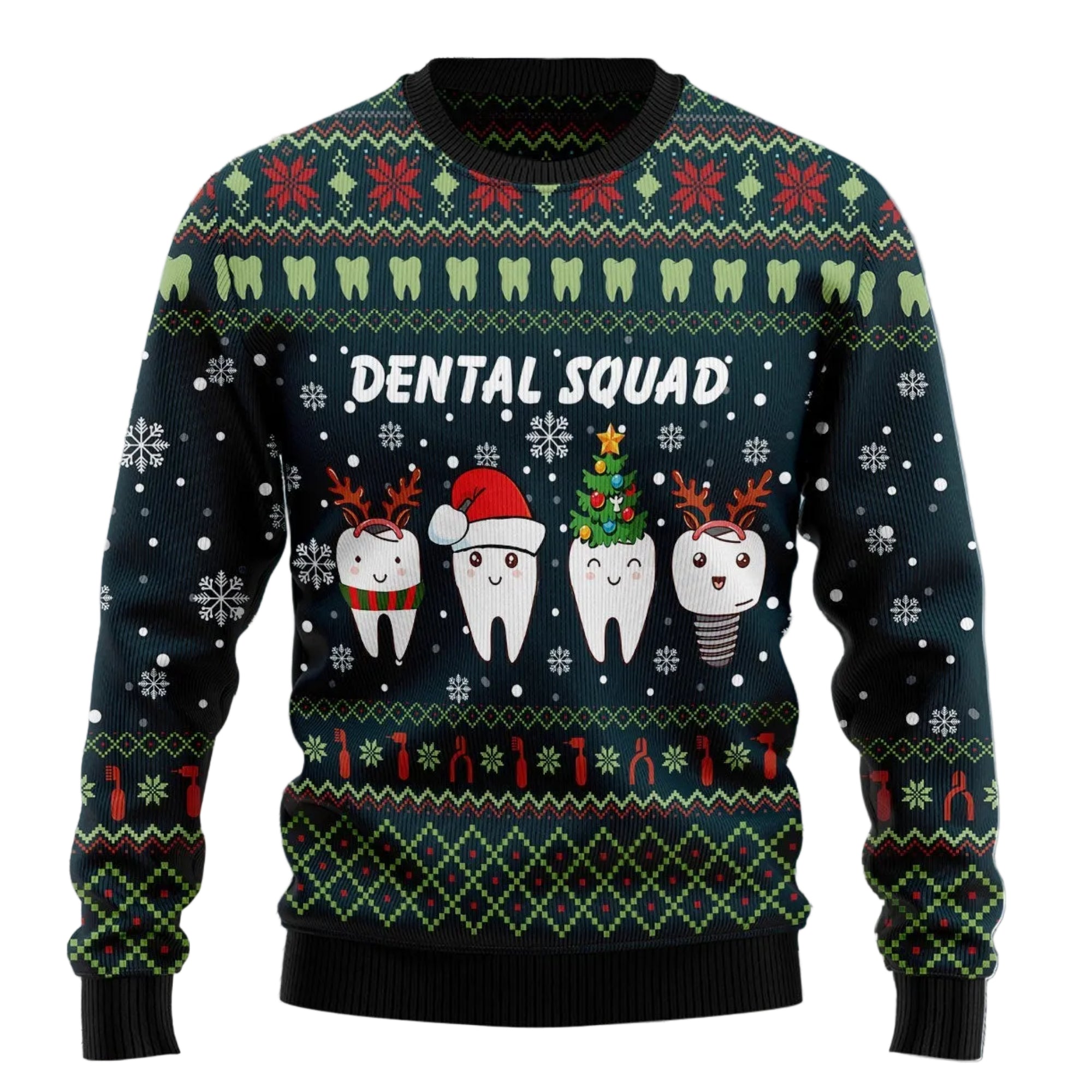 Dental Squad Ugly Christmas Sweater for Men and Women, Funny Holiday Party Outfit, Festive Christmas Gift