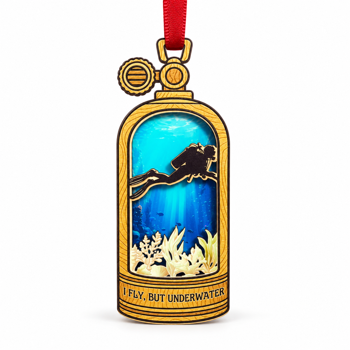Scuba Diving Christmas Ornament, Diver Christmas Tree Decor, Scuba Gift for Divers and Ocean Lovers