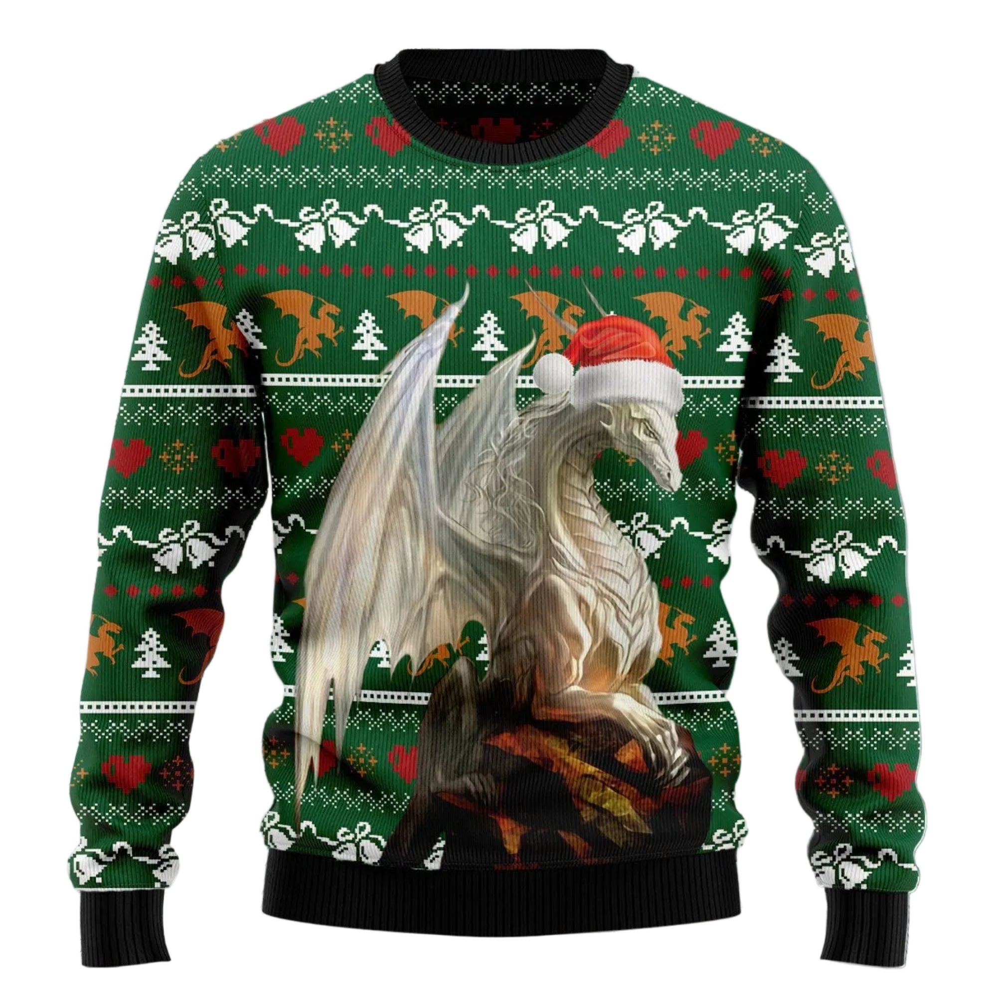 Nice Christmas Dragon Ugly Christmas Sweater, Fantasy Dragon Holiday Pullover, Christmas Party Outfit for Adults