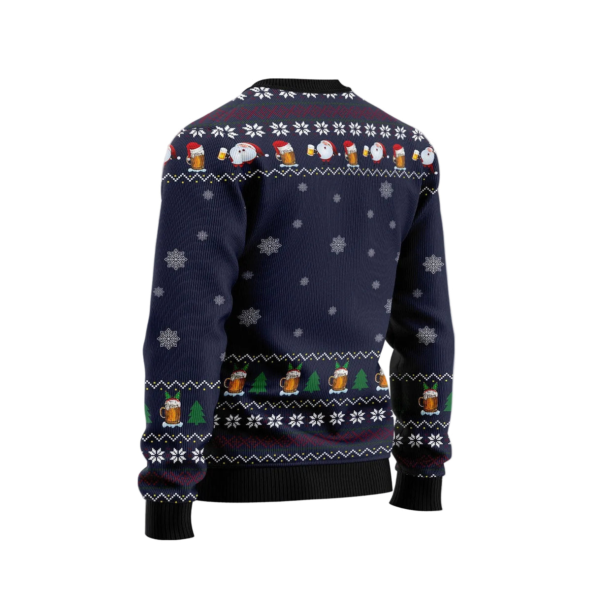 Drinking Beer All the Way Ugly Christmas Sweater, Funny Beer Lover Holiday Pullover for Adult Parties and Pub Nights