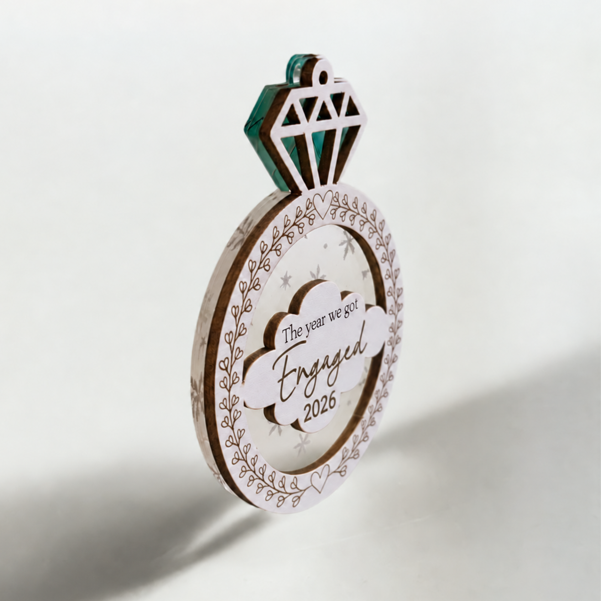 Engaged Christmas Ornament 2026, 2026 Engagement Ornaments, Wood Acrylic Cut Christmas Gifts for Newly Engaged Couples