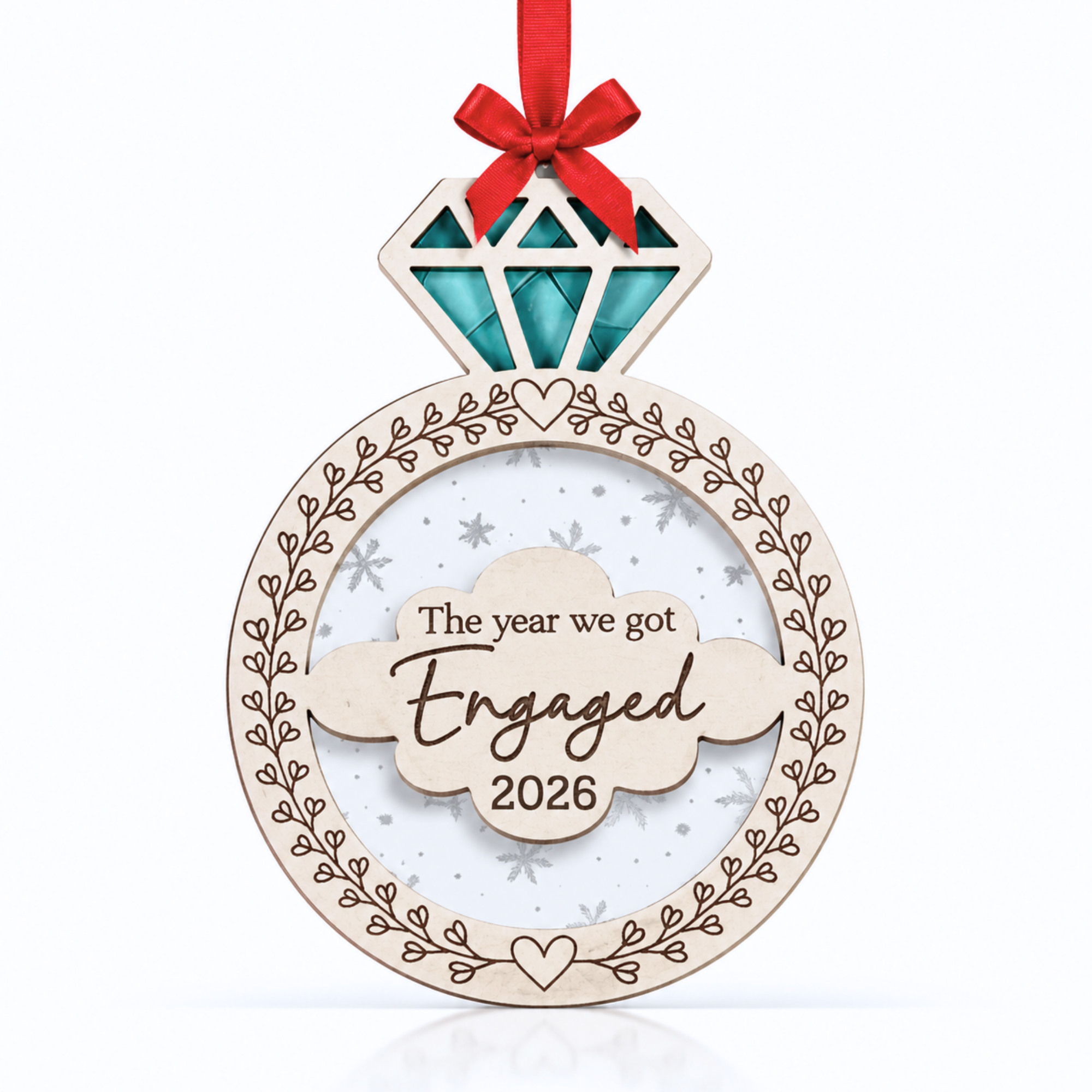 Engaged Christmas Ornament 2026, 2026 Engagement Ornaments, Wood Acrylic Cut Christmas Gifts for Newly Engaged Couples