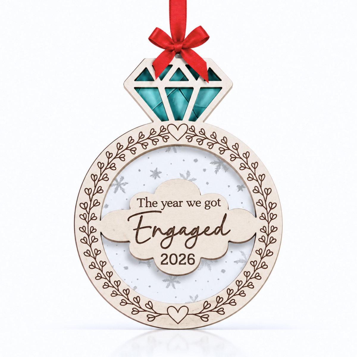 Engaged Christmas Ornament 2026, 2026 Engagement Ornaments, Wood Acrylic Cut Christmas Gifts for Newly Engaged Couples