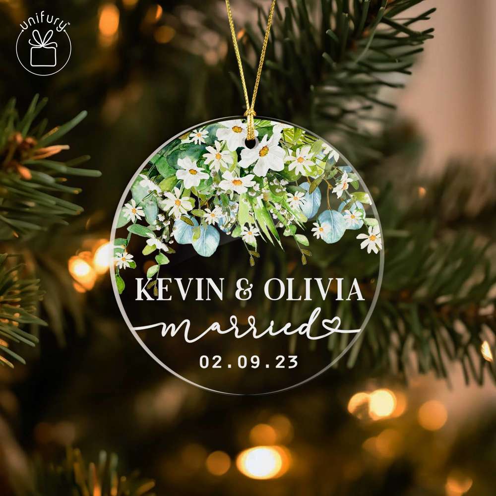 Married Eucalyptus, Olive &amp; Jasmine Wedding Floral Acrylic Ornament