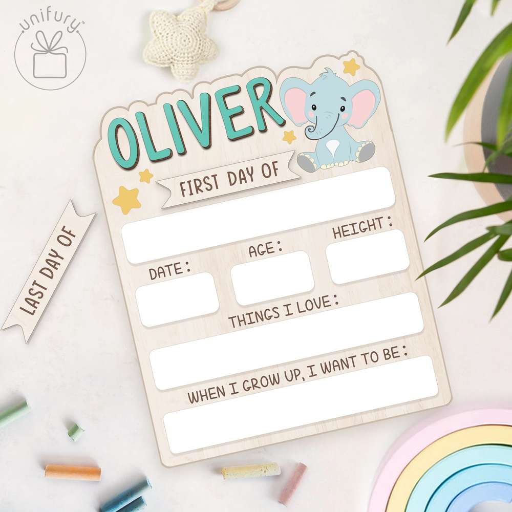 Personalized Kids Elephant School Sign, Custom Name Big Style