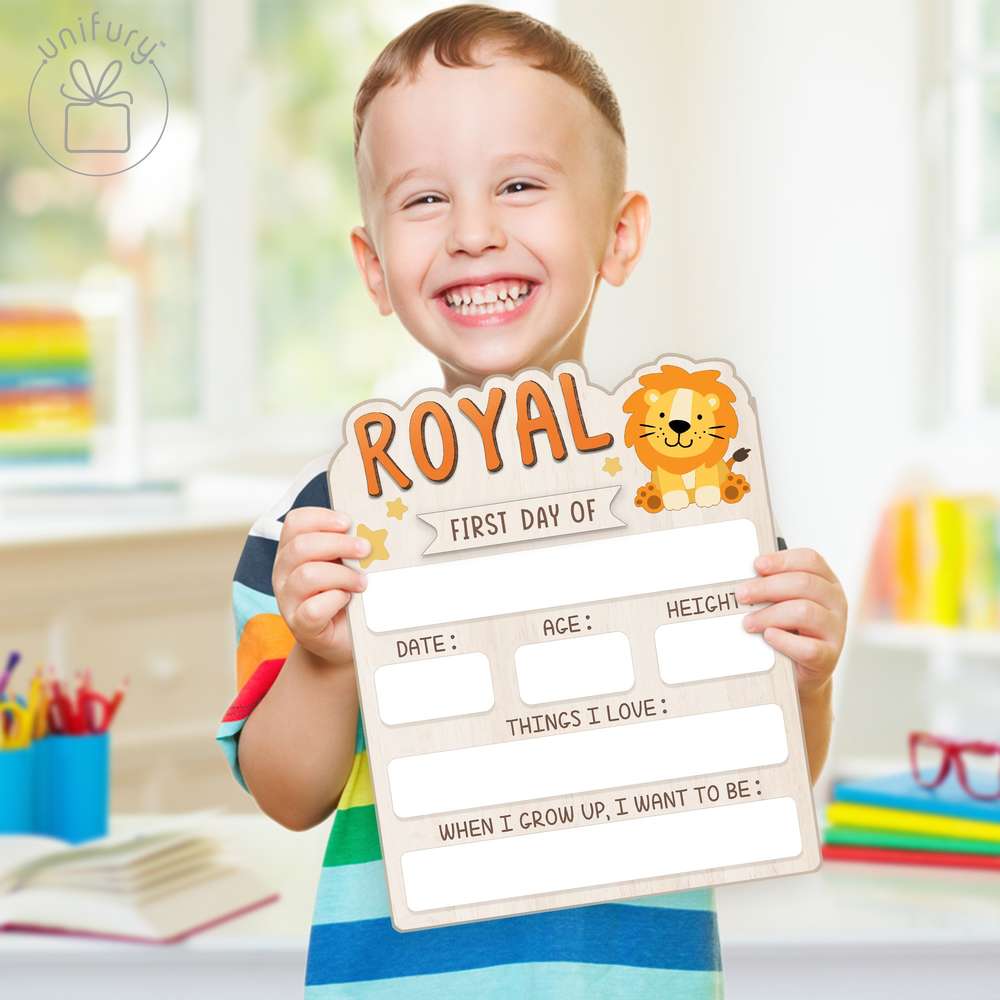 Personalized Kids Lion School Sign, Custom Name Big Style