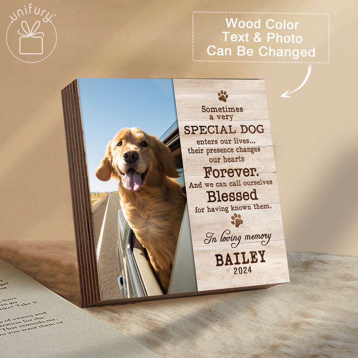 A Very Special Dog Memorial Wooden Block