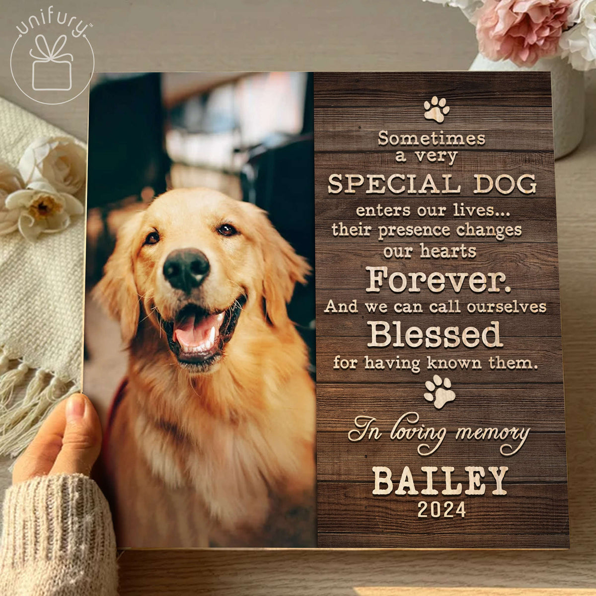 A Very Special Dog Memorial Wooden Block