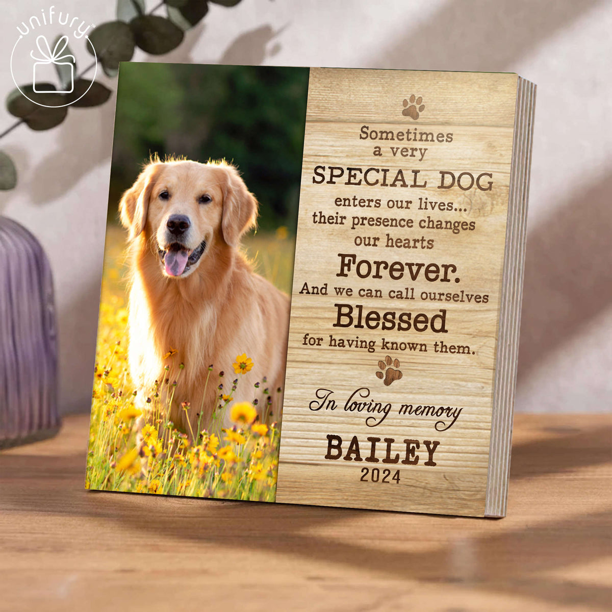 A Very Special Dog Memorial Wooden Block