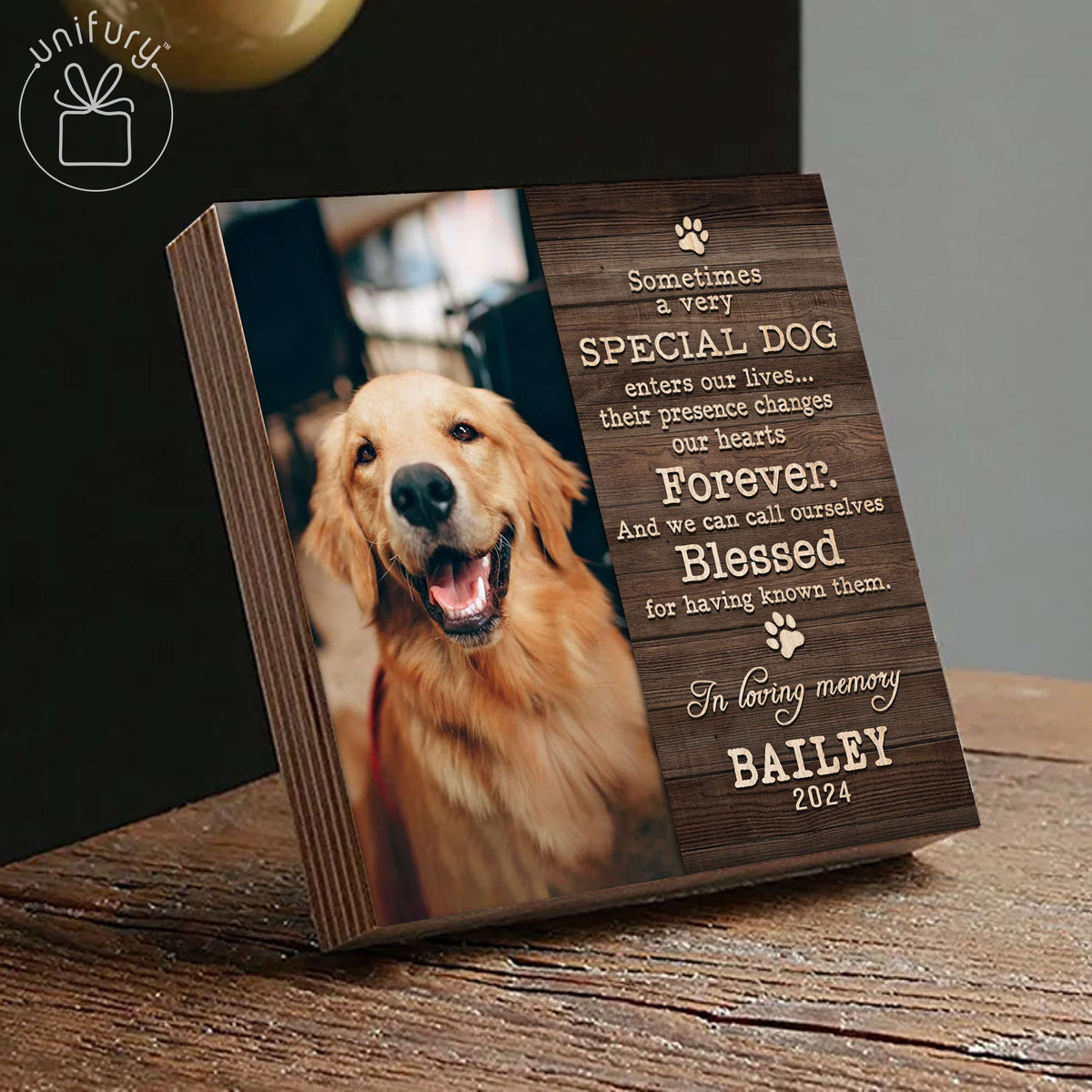 A Very Special Dog Memorial Wooden Block