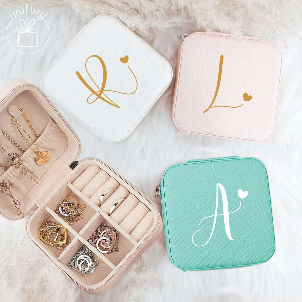 Custom Name Personalized Wedding Leather Jewelry Case For Bridesmaid Proposal