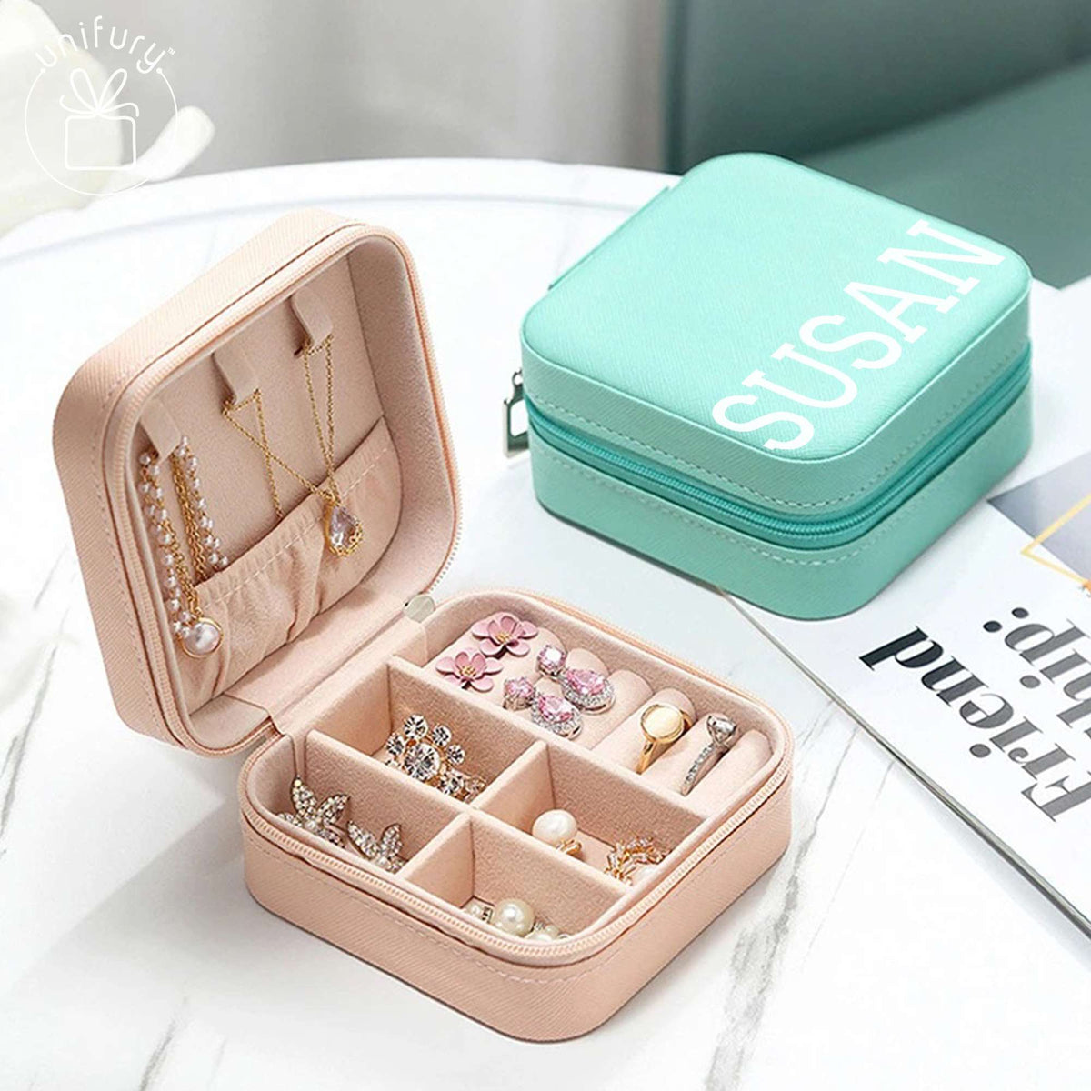 Birthday Gift Personalized Wedding Birthday Gift Leather Custom Name Jewelry Case