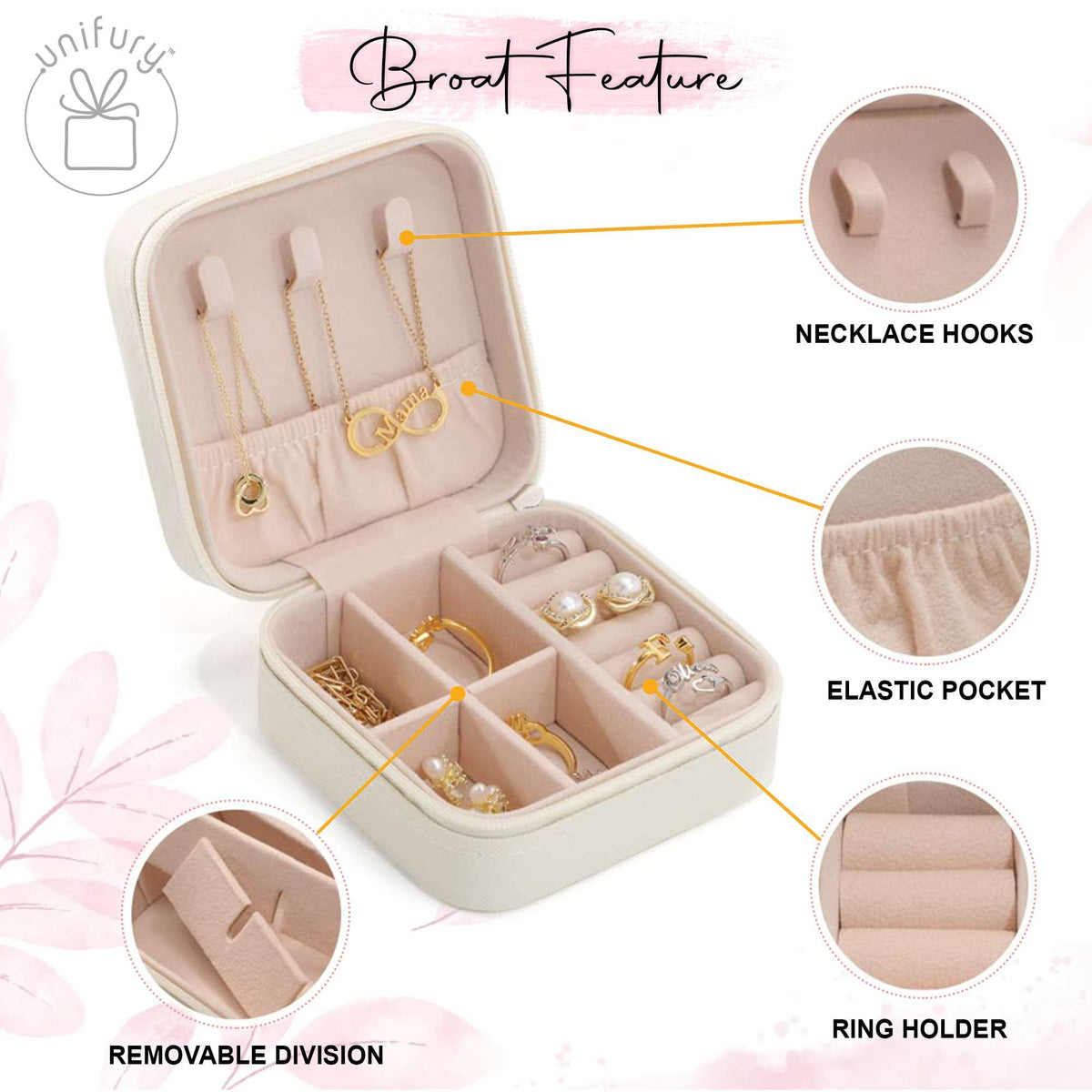 Flower Style Personalized Wedding Leather Custom Name Jewelry Case