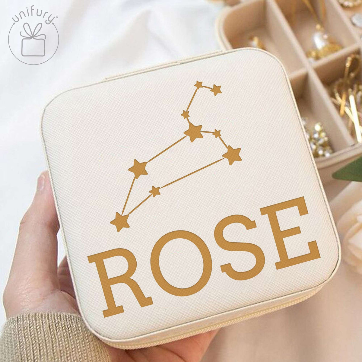 Constellation Personalized Wedding Leather Jewelry Case For Bridesmaid Proposal
