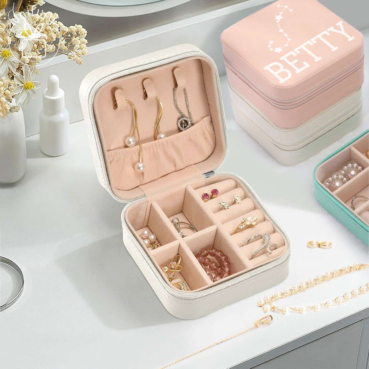 Constellation Personalized Wedding Leather Jewelry Case For Bridesmaid Proposal