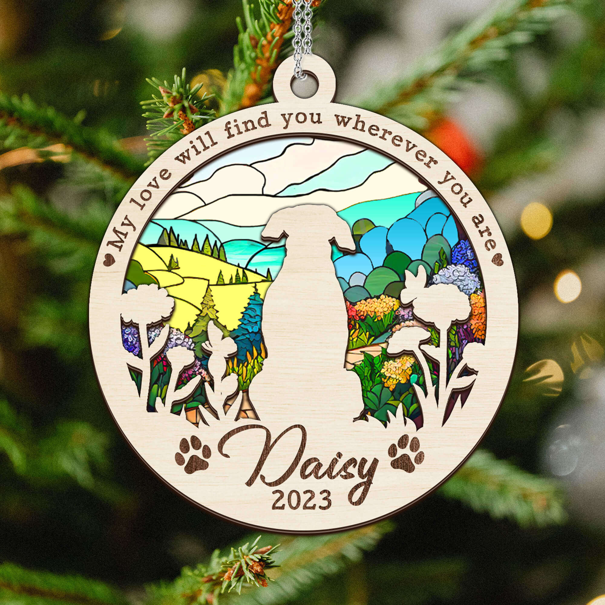 Christmas Suncatcher Ornament Gifts, Personalized Christmas Gifts for Dog Cat Lovers 6x6 Inches Unifury