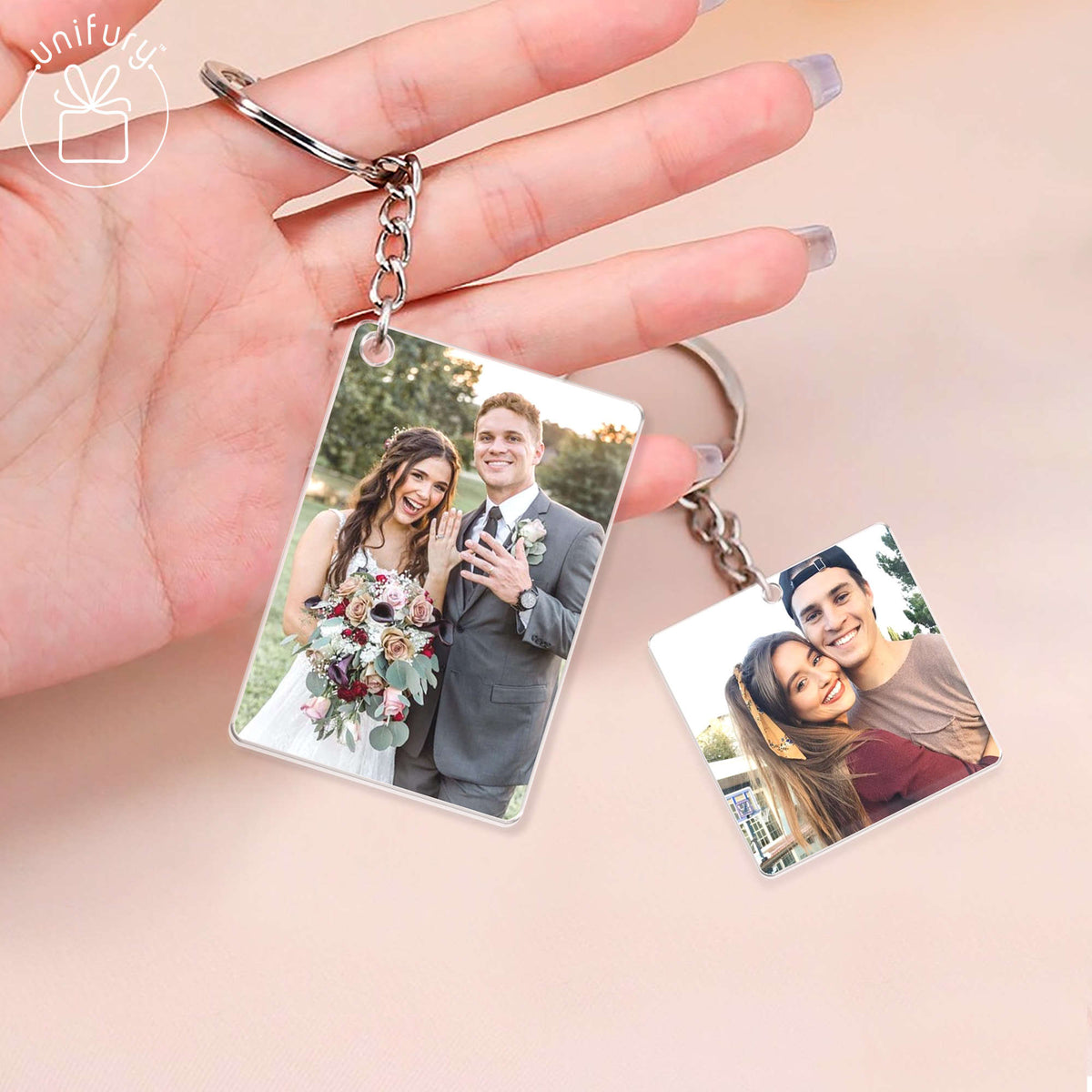 Personalized 2 Sides Couple Photo Acrylic Keychain