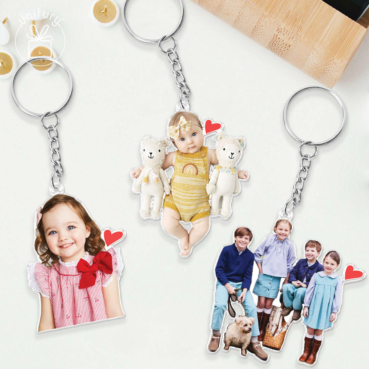 Custom Kids Photo Gift For Family Acrylic Keychain