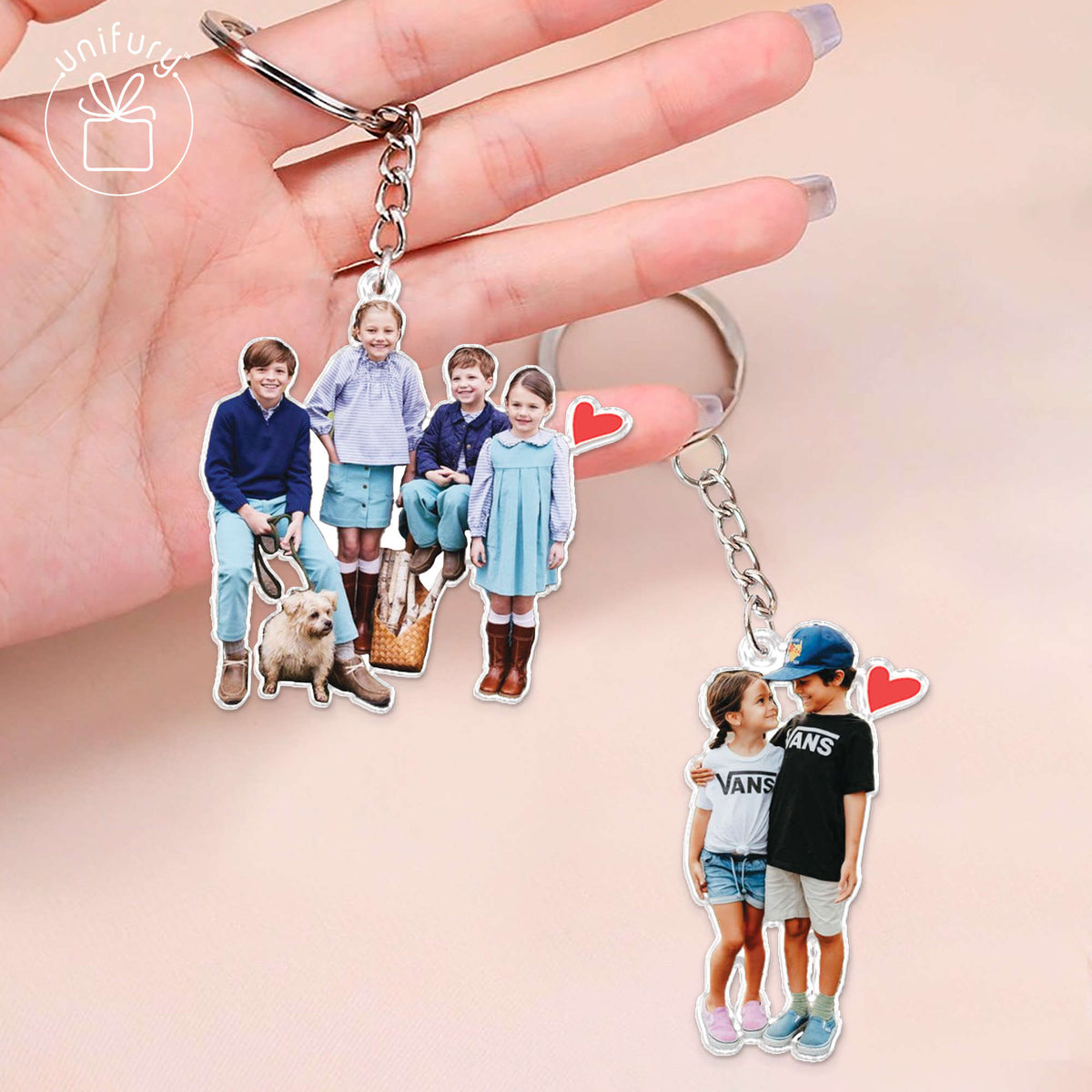 Custom Kids Photo Gift For Family Acrylic Keychain