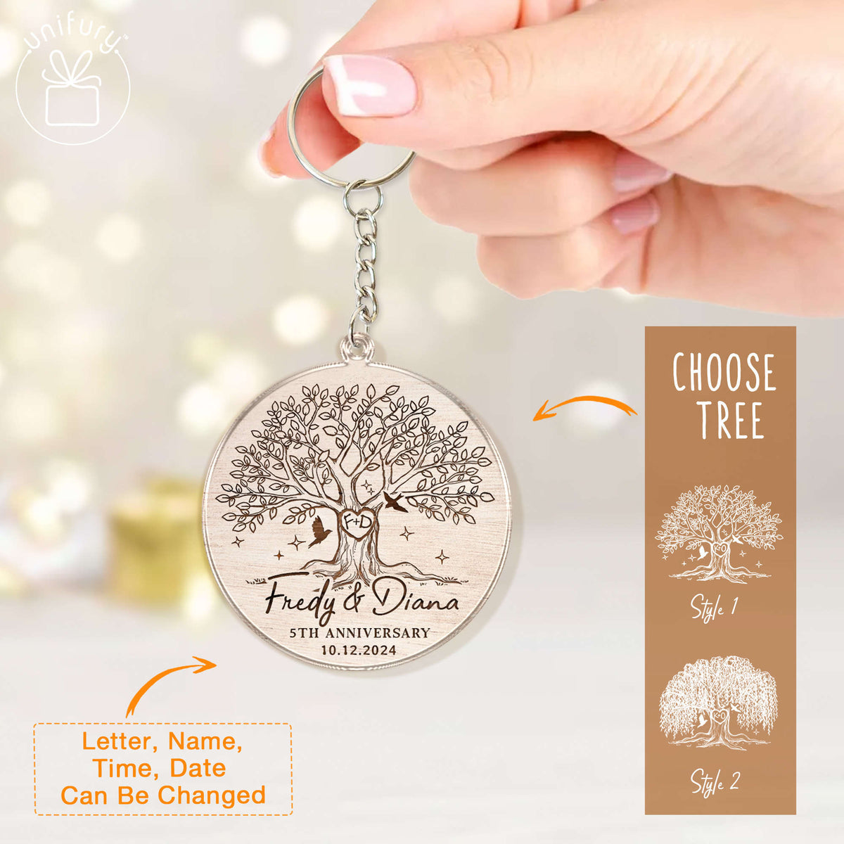 Anniversary Tree Custom Shape Acrylic Keychain